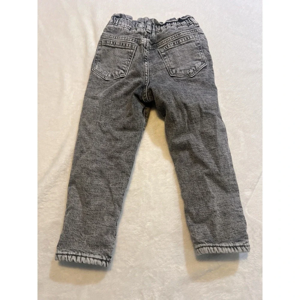 baby Gap 100% cotton Pull-on Fleece lined Straight Jeans Toddler Girls 4T Gray